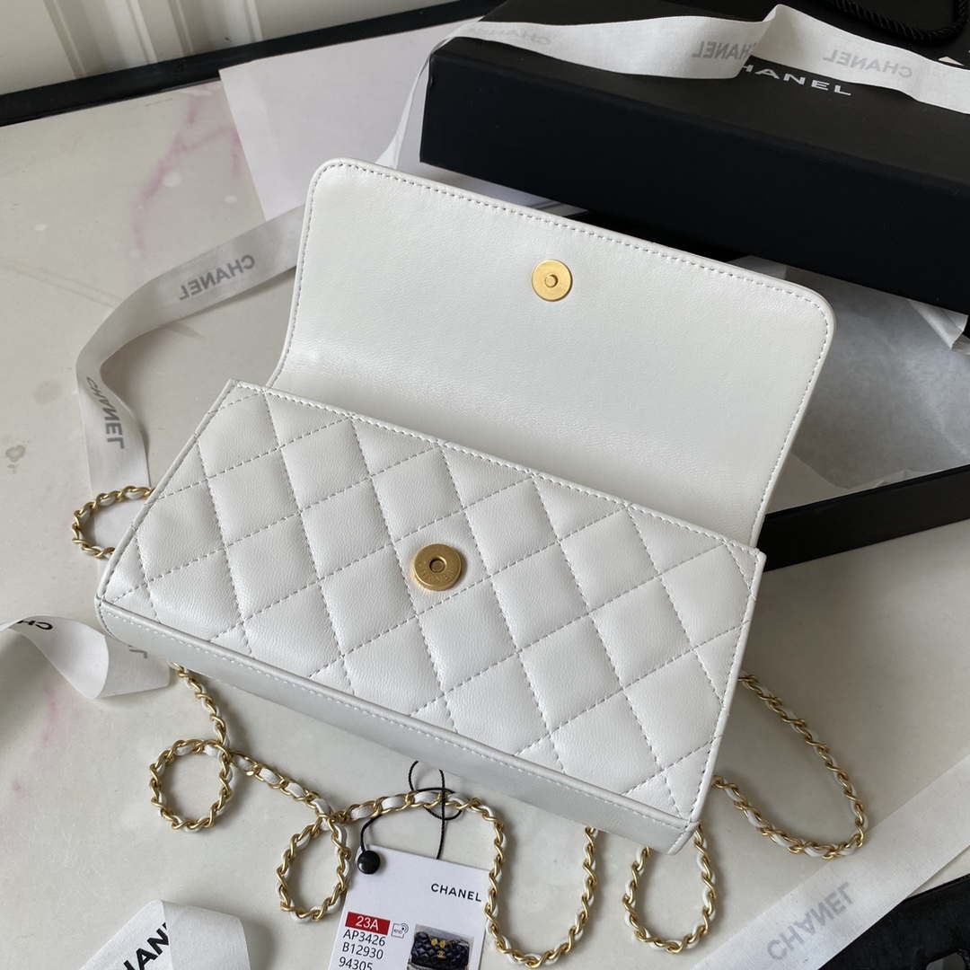 Chanel AP3426 Woc Mini Flap Bag Lambskin 17cm White - Default Title - View 7