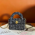 Chanel AP3435 CLUTCH WITH CHAIN Sequin Embroidered Tweed & Gold-Tone Metal Black White & Silver - Default Title - View 1