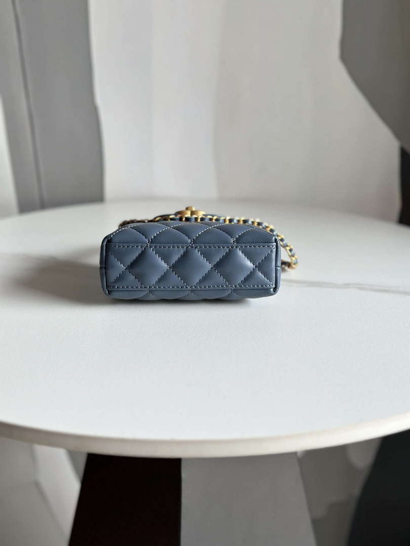 Chanel AP3435 Shiny Aged calfskin & gold-tone metal Navy Blue - Default Title - View 5