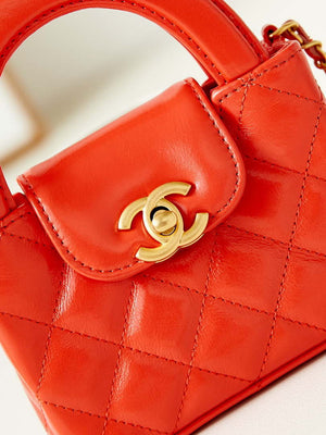 Chanel AP3435 Shiny Aged calfskin & gold-tone metal Orange Red - Default Title - View 2