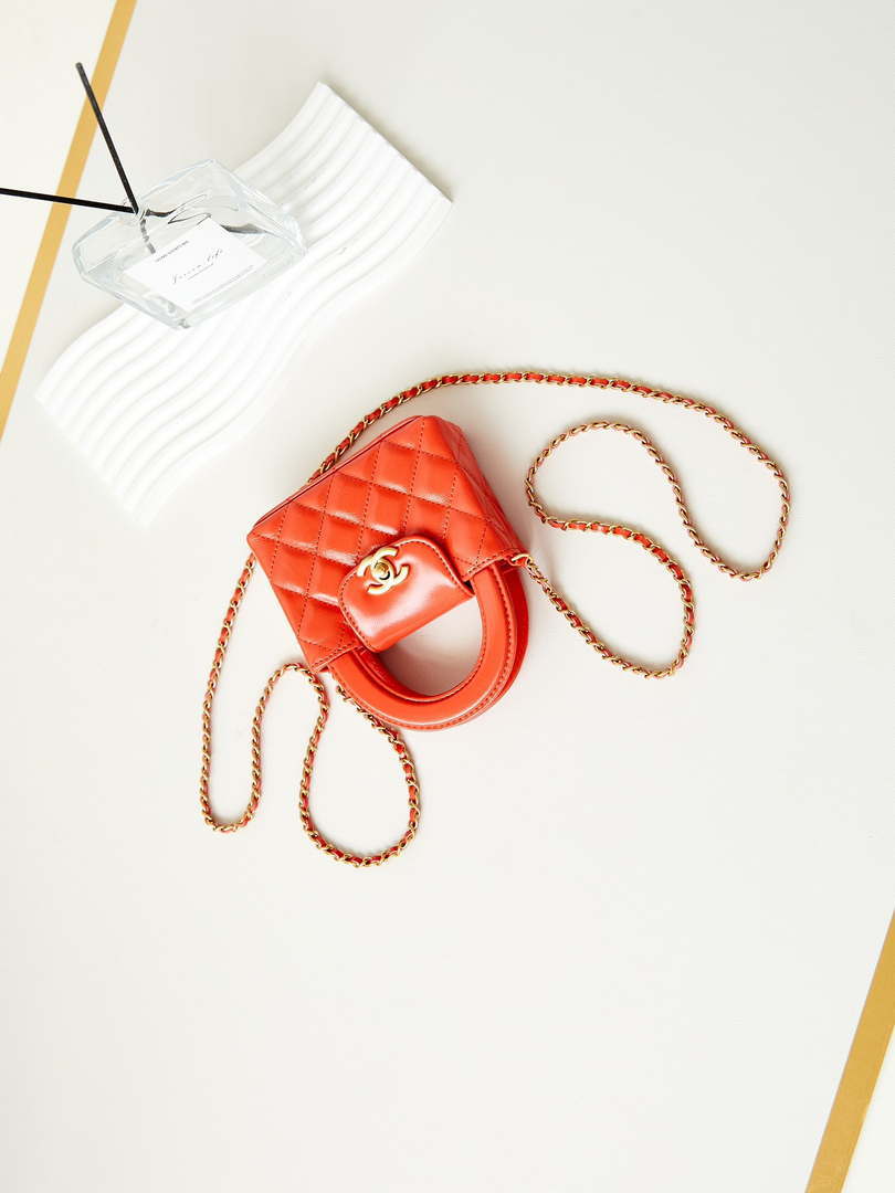 Chanel AP3435 Shiny Aged calfskin & gold-tone metal Orange Red - Default Title - View 6