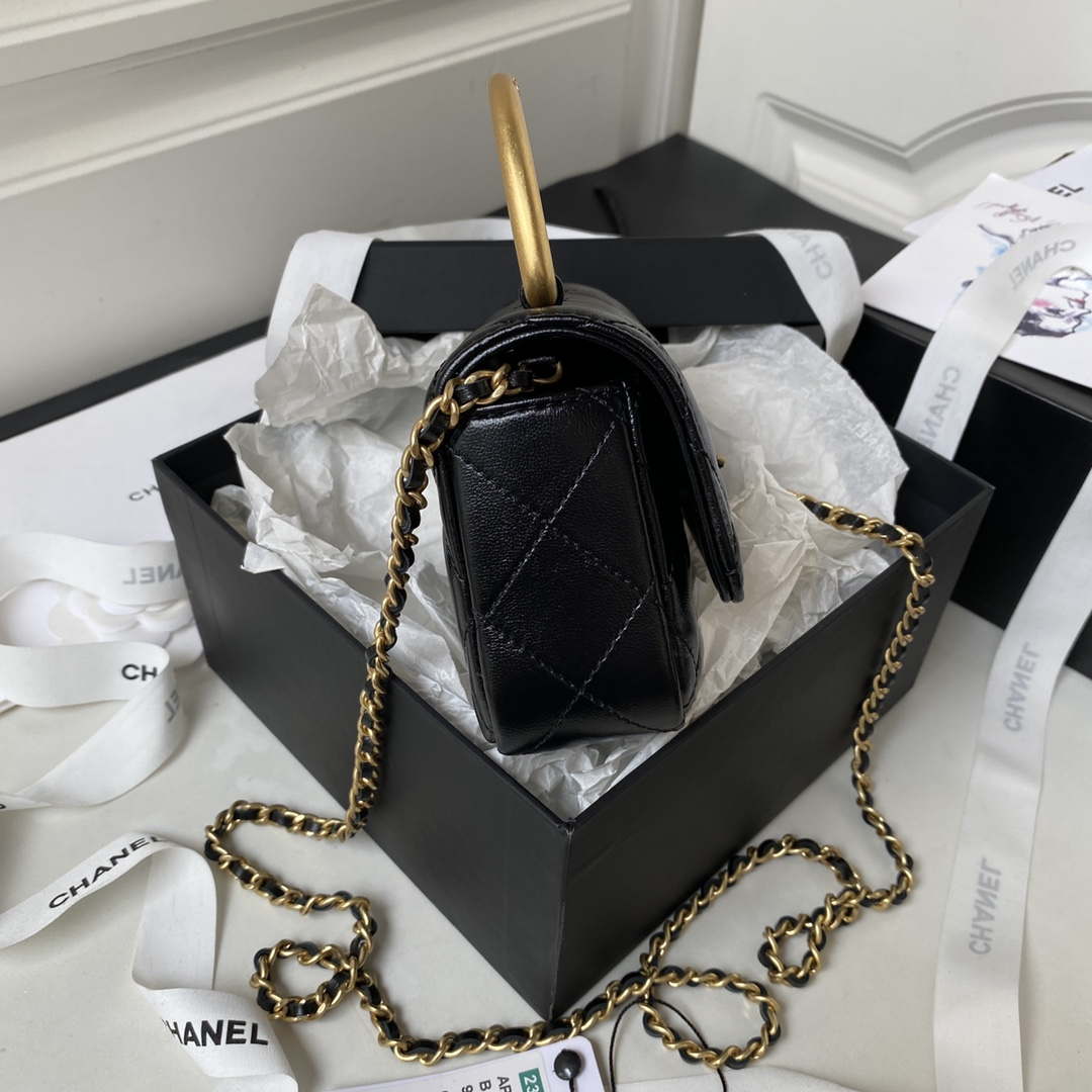Chanel AP3485 Clutch With Chain Shiny Lambskin & Gold-Tone Metal Black - Default Title - View 5