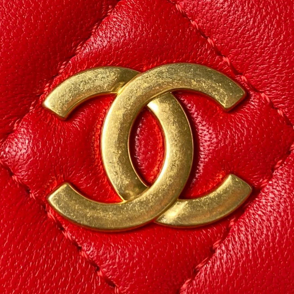 Chanel AP3485 Clutch With Chain Shiny Lambskin & Gold-Tone Metal Red