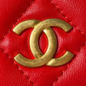Chanel AP3485 Clutch With Chain Shiny Lambskin & Gold-Tone Metal Red - Default Title - View 3
