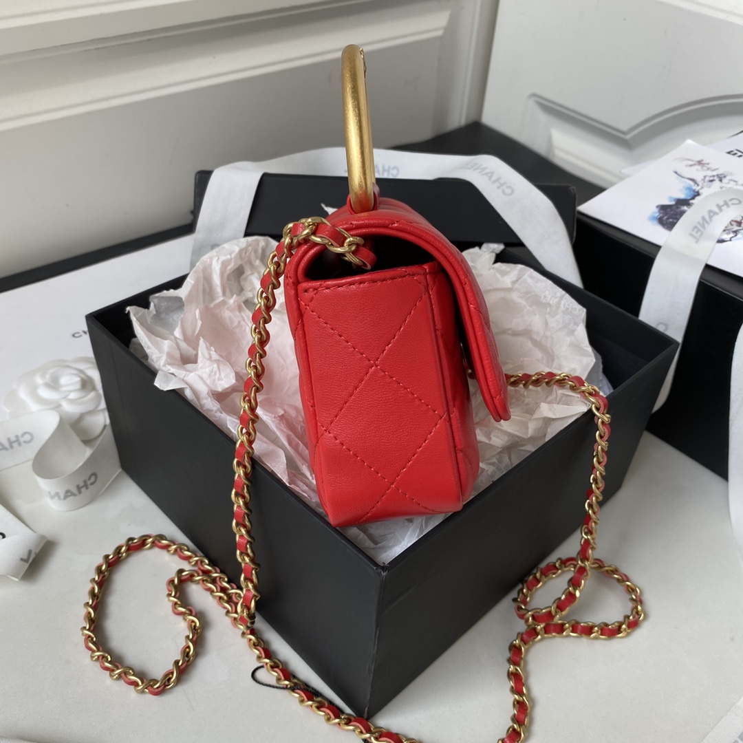 Chanel AP3485 Clutch With Chain Shiny Lambskin & Gold-Tone Metal Red