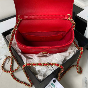 Chanel AP3485 Clutch With Chain Shiny Lambskin & Gold-Tone Metal Red - Default Title - View 6