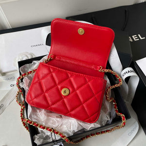Chanel AP3485 Clutch With Chain Shiny Lambskin & Gold-Tone Metal Red - Default Title - View 8