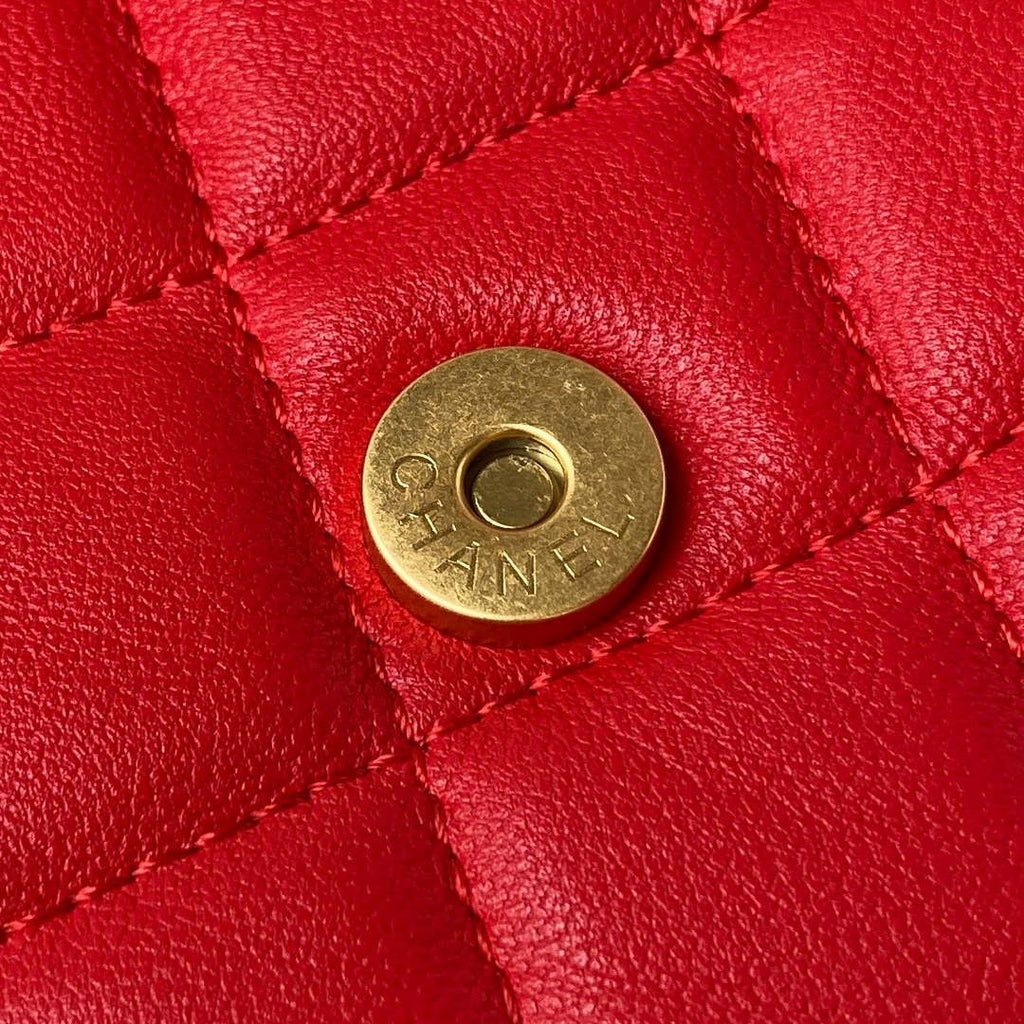Chanel AP3485 Clutch With Chain Shiny Lambskin & Gold-Tone Metal Red