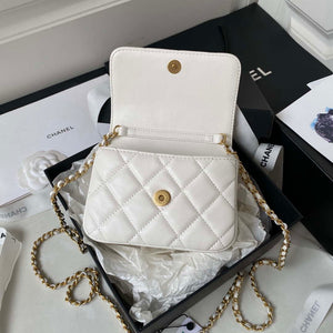 Chanel AP3485 Clutch With Chain Shiny Lambskin & Gold-Tone Metal White - Default Title - View 8