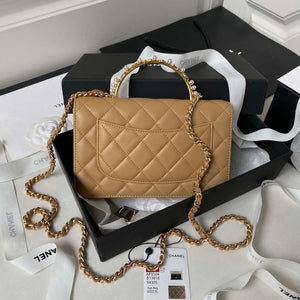 Chanel AP3504 Woc Wallet On Chain lambskin Imitation Pearls Strass & Gold Apricot - Default Title - View 2