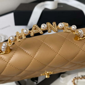 Chanel AP3504 Woc Wallet On Chain lambskin Imitation Pearls Strass & Gold Apricot - Default Title - View 4