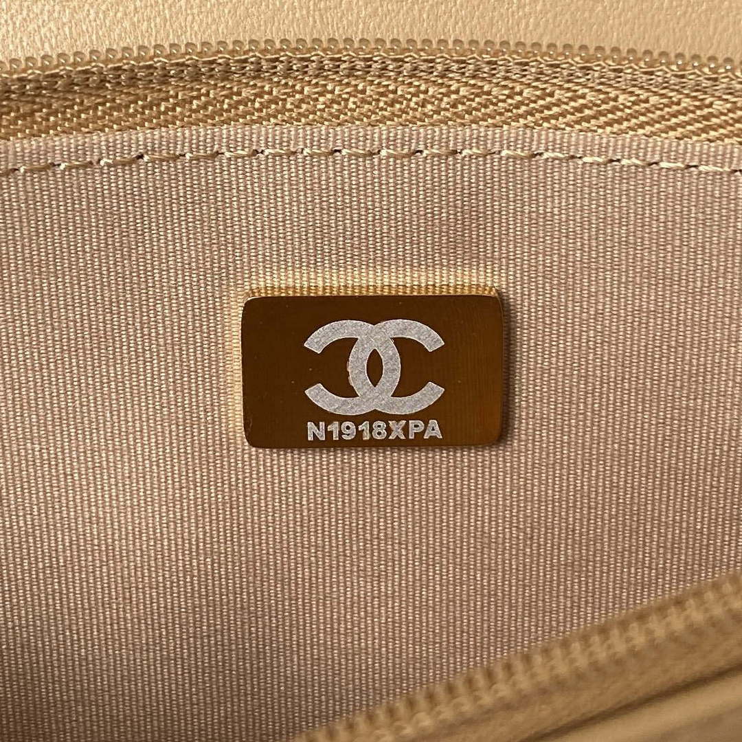Chanel AP3504 Woc Wallet On Chain lambskin Imitation Pearls Strass & Gold Apricot