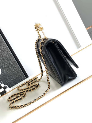 Chanel AP3504 Woc Wallet On Chain lambskin Imitation Pearls Strass & Gold Black - Default Title - View 2