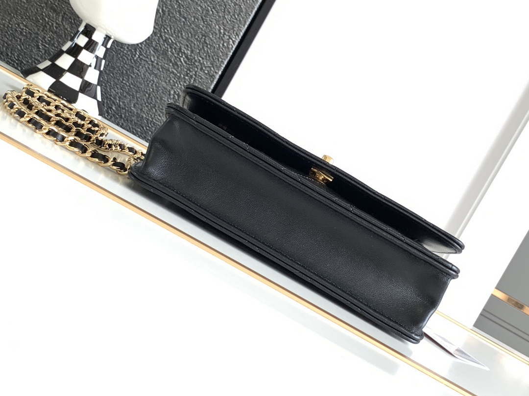 Chanel AP3504 Woc Wallet On Chain lambskin Imitation Pearls Strass & Gold Black - Default Title - View 4