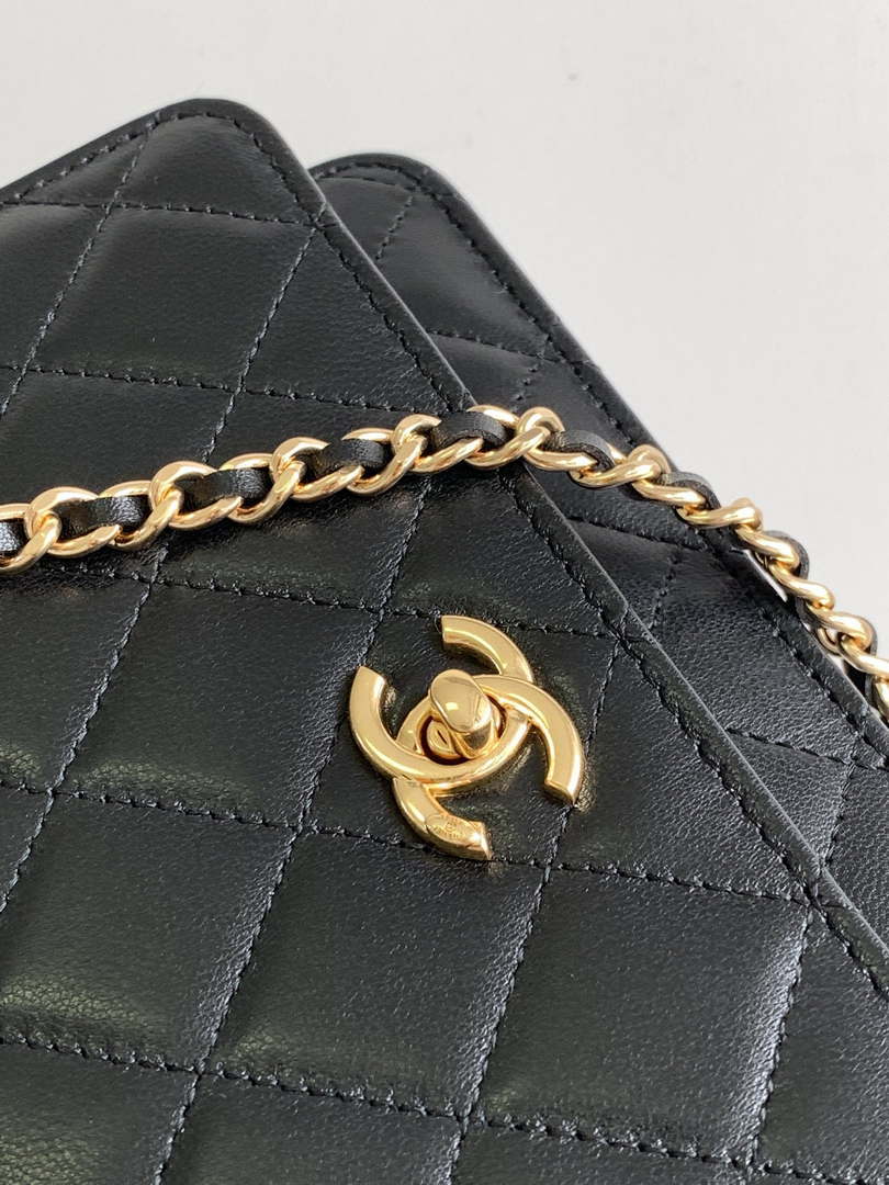 Chanel AP3504 Woc Wallet On Chain lambskin Imitation Pearls Strass & Gold Black - Default Title - View 5