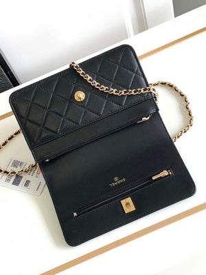 Chanel AP3504 Woc Wallet On Chain lambskin Imitation Pearls Strass & Gold Black - Default Title - View 7