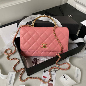 Chanel AP3504 Woc Wallet On Chain lambskin Imitation Pearls Strass & Gold Pink - Default Title - View 1