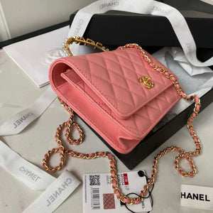 Chanel AP3504 Woc Wallet On Chain lambskin Imitation Pearls Strass & Gold Pink - Default Title - View 5