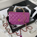 Chanel AP3504 Woc Wallet On Chain lambskin Imitation Pearls Strass & Gold Purple - Default Title - View 1