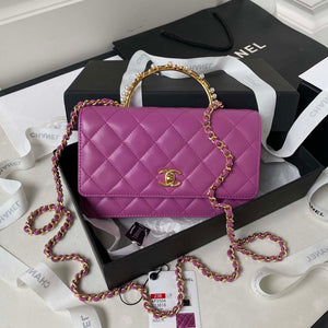 Chanel AP3504 Woc Wallet On Chain lambskin Imitation Pearls Strass & Gold Purple - Default Title - View 1