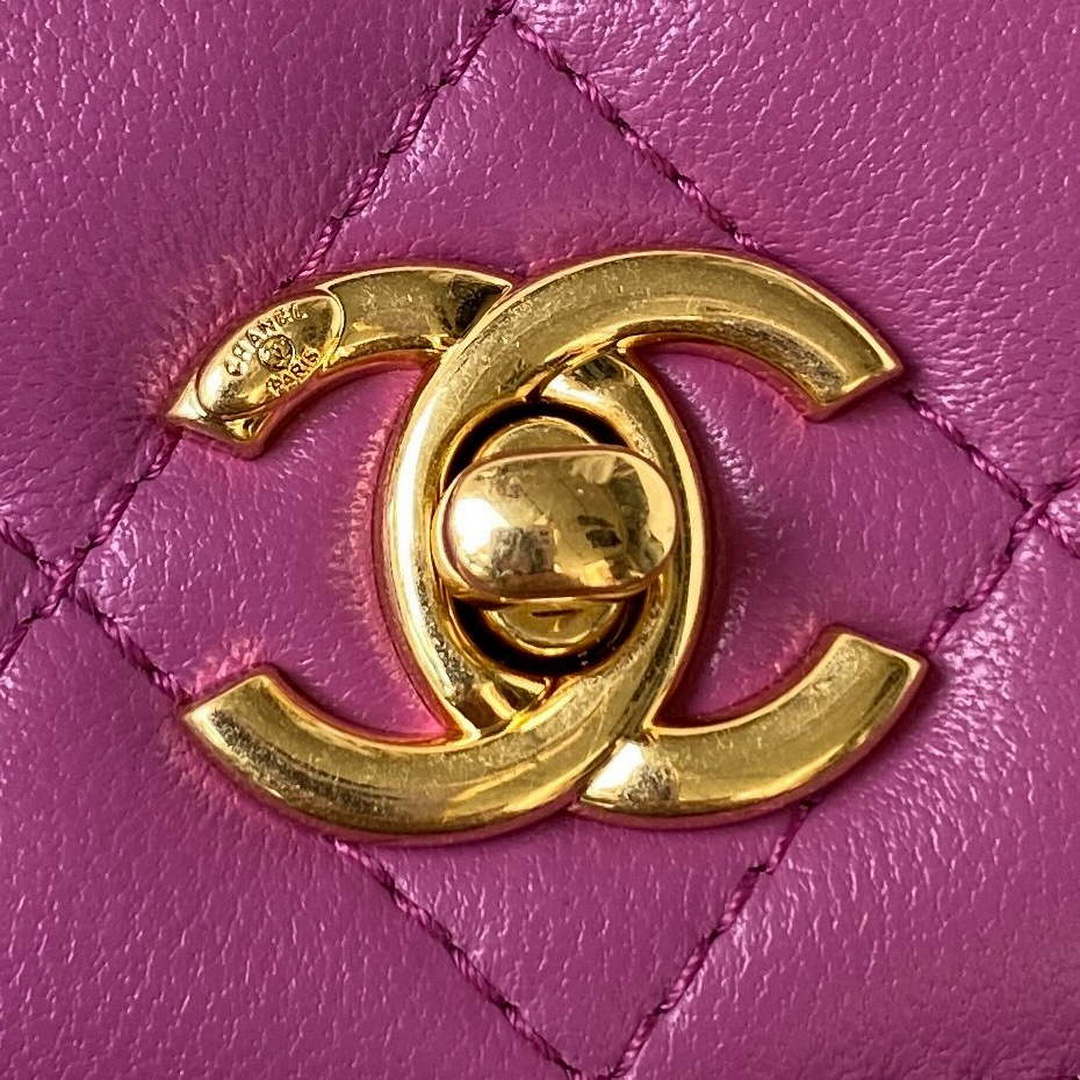 Chanel AP3504 Woc Wallet On Chain lambskin Imitation Pearls Strass & Gold Purple - Default Title - View 3