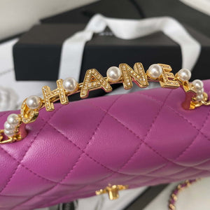 Chanel AP3504 Woc Wallet On Chain lambskin Imitation Pearls Strass & Gold Purple - Default Title - View 4