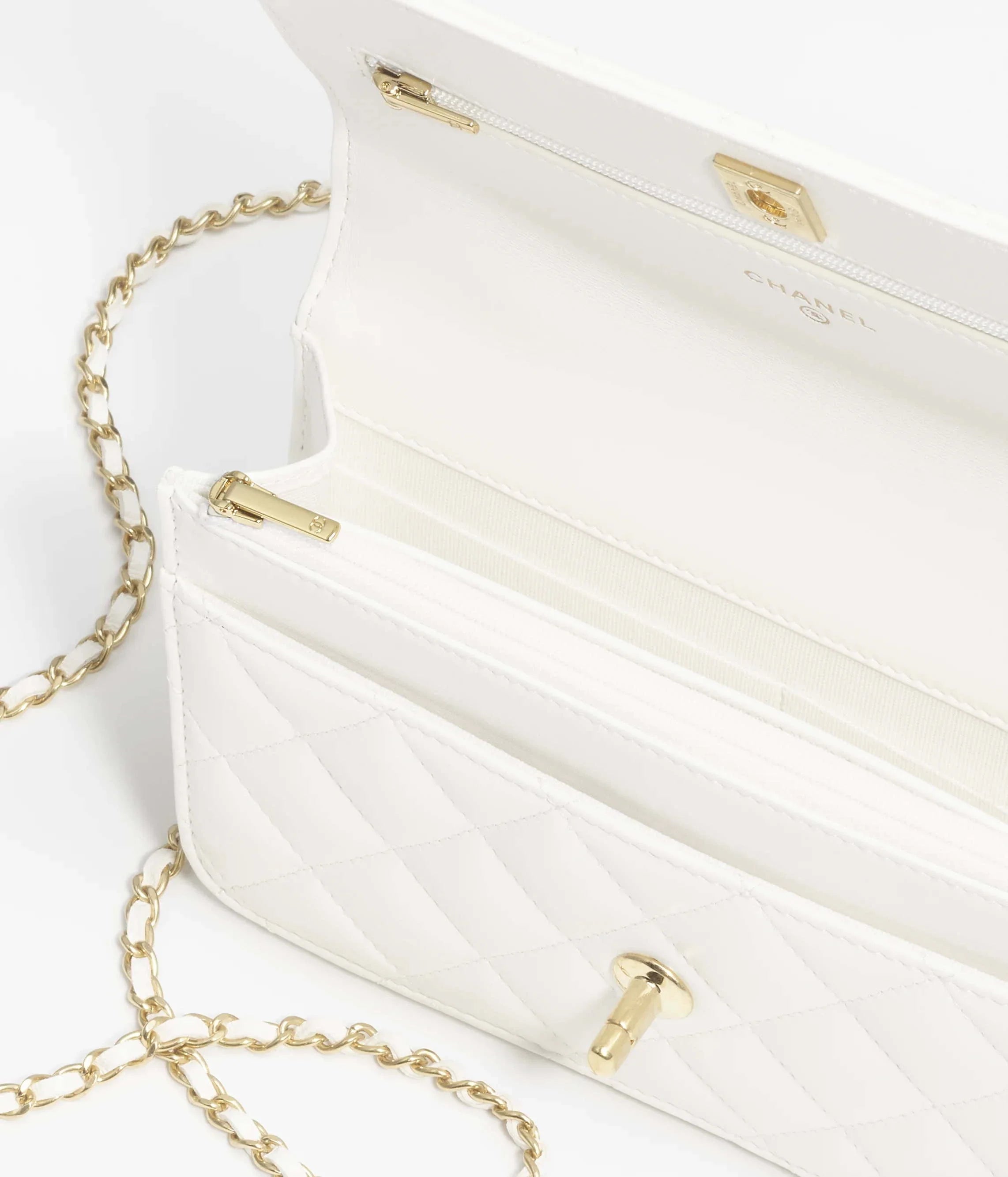 Chanel AP3504 Woc Wallet On Chain lambskin Imitation Pearls Strass & Gold white
