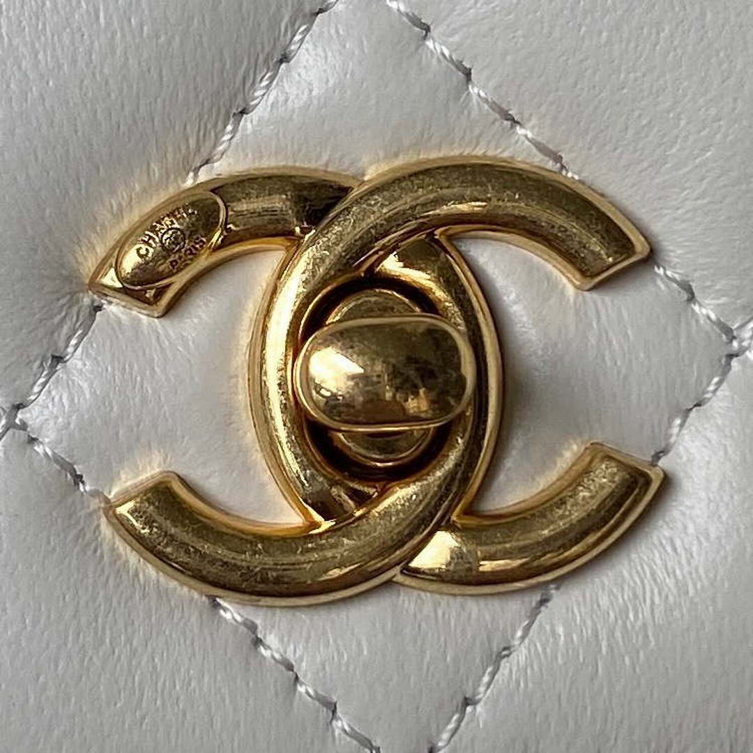 Chanel AP3504 Woc Wallet On Chain lambskin Imitation Pearls Strass & Gold white - Default Title - View 6