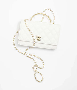 Chanel AP3504 Woc Wallet On Chain lambskin Imitation Pearls Strass & Gold white - Default Title - View 3