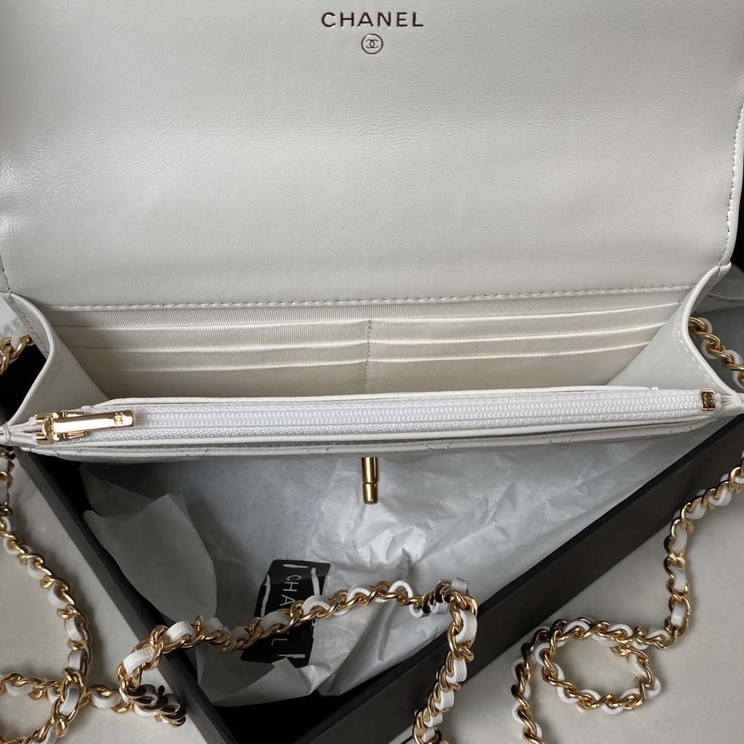 Chanel AP3504 Woc Wallet On Chain lambskin Imitation Pearls Strass & Gold white - Default Title - View 10