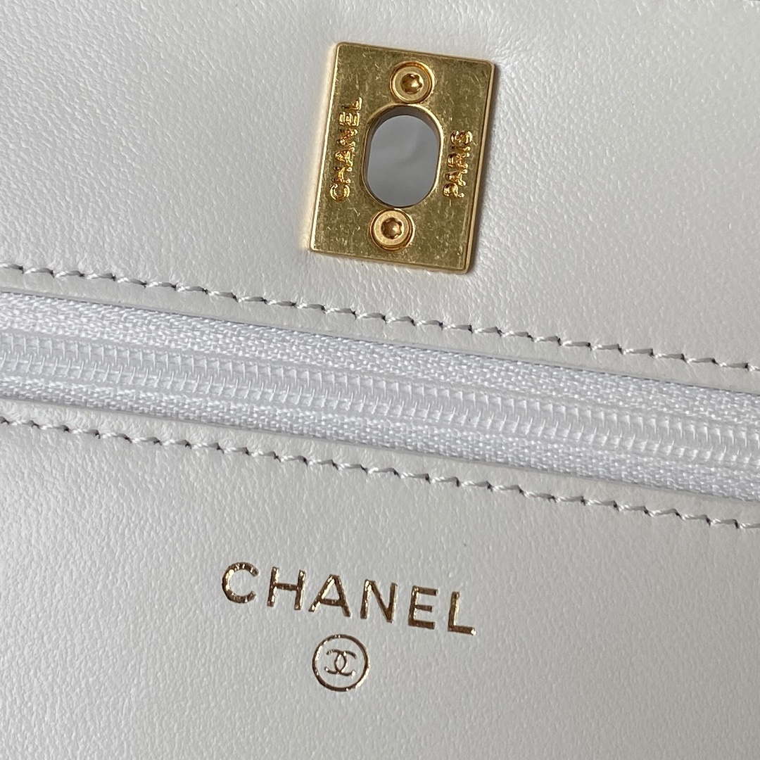 Chanel AP3504 Woc Wallet On Chain lambskin Imitation Pearls Strass & Gold white - Default Title - View 11