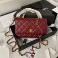 Chanel AP3504 Woc Wallet On Chain lambskin Imitation Pearls Strass & Gold Wine Red - Default Title - View 1