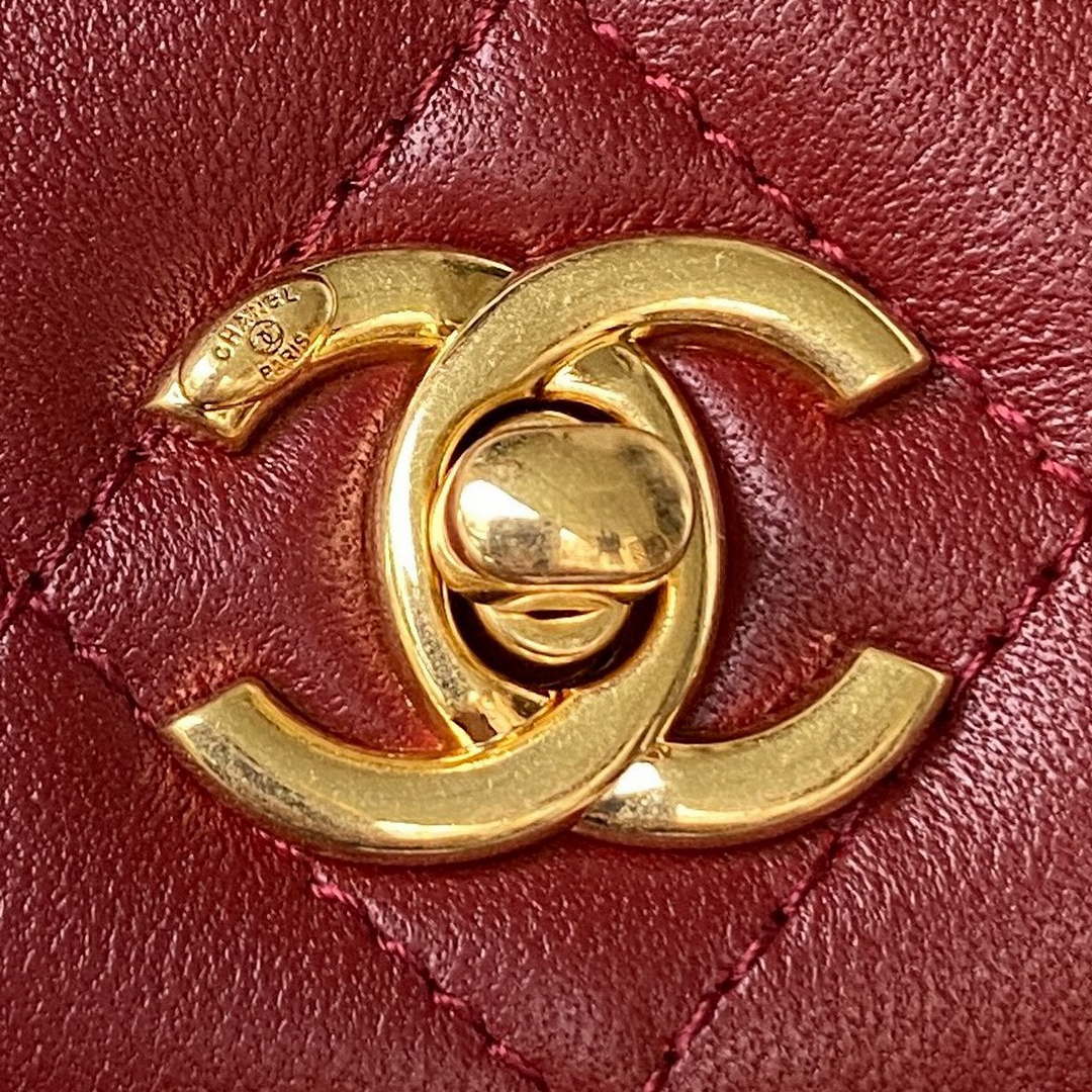 Chanel AP3504 Woc Wallet On Chain lambskin Imitation Pearls Strass & Gold Wine Red - Default Title - View 3