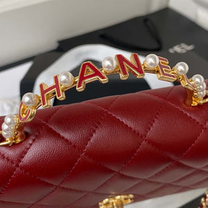 Chanel AP3504 Woc Wallet On Chain lambskin Imitation Pearls Strass & Gold Wine Red - Default Title - View 4