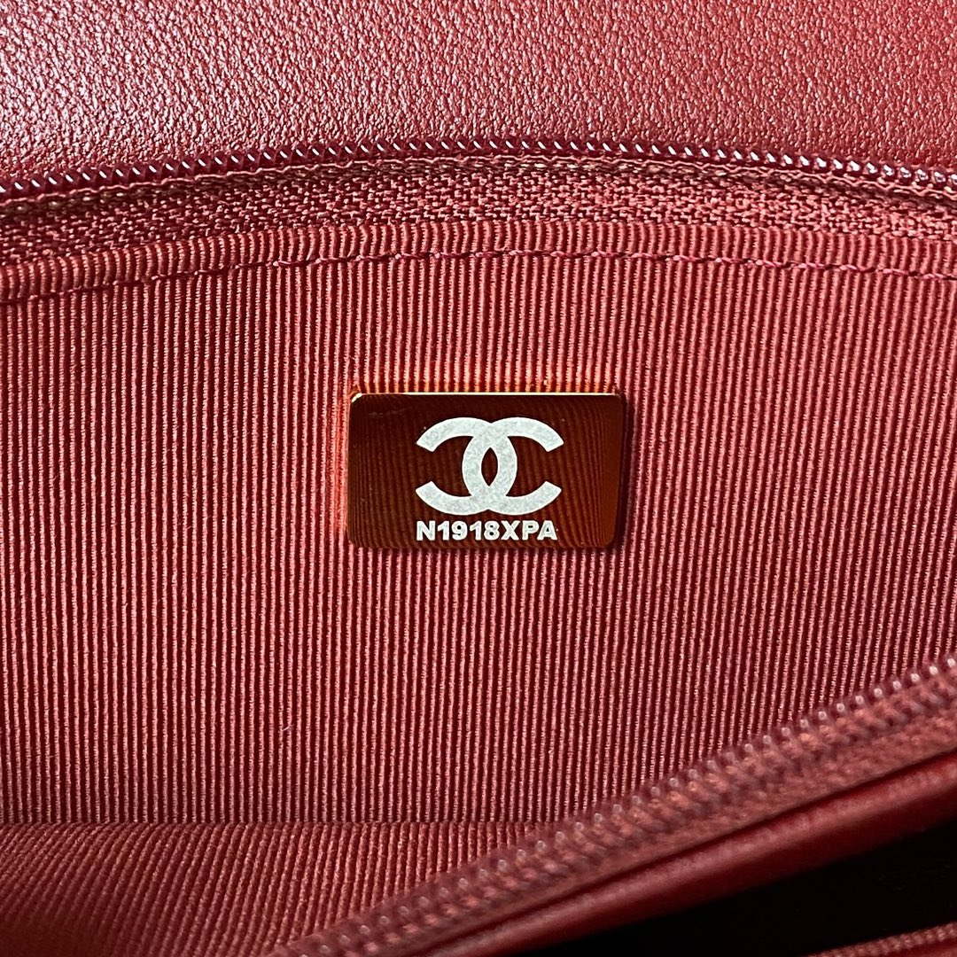 Chanel AP3504 Woc Wallet On Chain lambskin Imitation Pearls Strass & Gold Wine Red