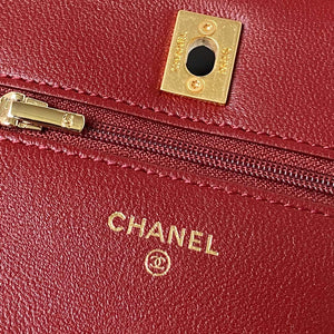Chanel AP3504 Woc Wallet On Chain lambskin Imitation Pearls Strass & Gold Wine Red - Default Title - View 8