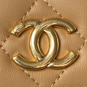 Chanel AP3512 Flap Phone Holder With Chain Lambskin Imitation Pearls Enamel & Gold Aprocot - Default Title - View 3