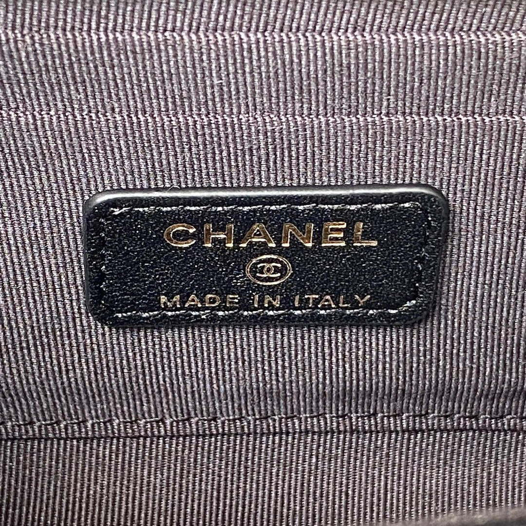 Chanel AP3512 Flap Phone Holder With Chain Lambskin Imitation Pearls Enamel & Gold Black