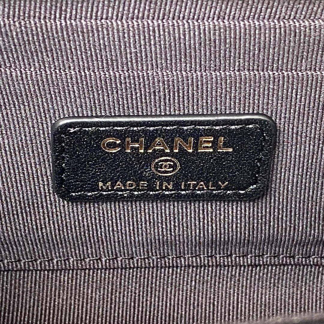 Chanel AP3512 Flap Phone Holder With Chain Lambskin Imitation Pearls Enamel & Gold Black - Default Title - View 8