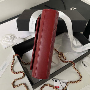 Chanel AP3512 Flap Phone Holder With Chain Lambskin Imitation Pearls Enamel & Gold Wine red - Default Title - View 7
