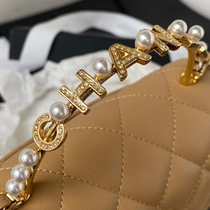 Chanel AP3513 Woc Clutch With Chain lambskin Imitation Pearls Enamel & Gold Apricot - Default Title - View 4