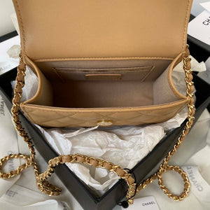 Chanel AP3513 Woc Clutch With Chain lambskin Imitation Pearls Enamel & Gold Apricot - Default Title - View 7