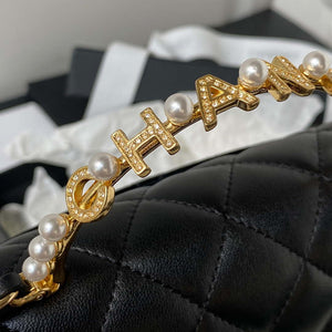 Chanel AP3513 Woc Clutch With Chain lambskin Imitation Pearls Enamel & Gold Black - Default Title - View 4