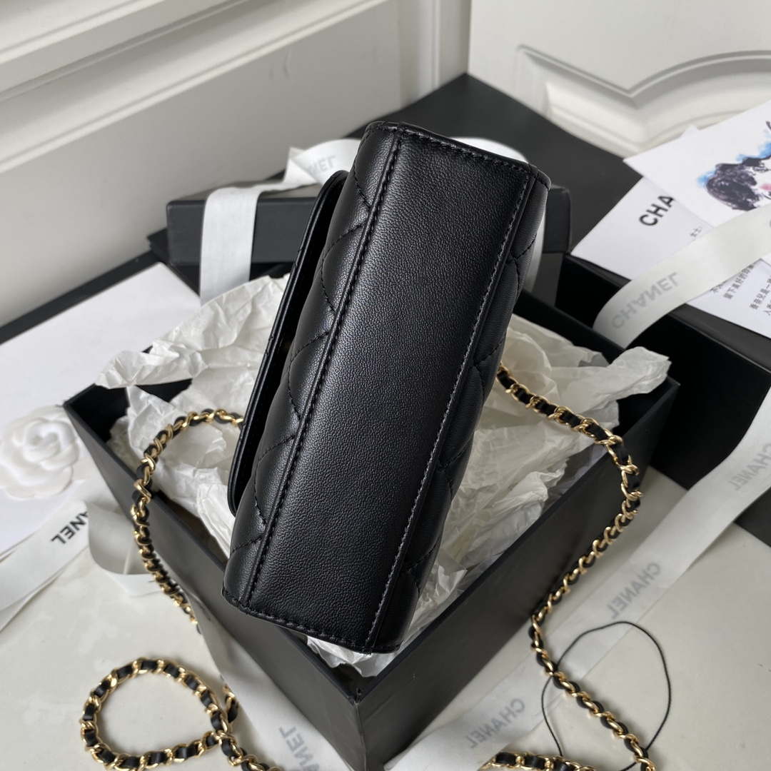 Chanel AP3513 Woc Clutch With Chain lambskin Imitation Pearls Enamel & Gold Black