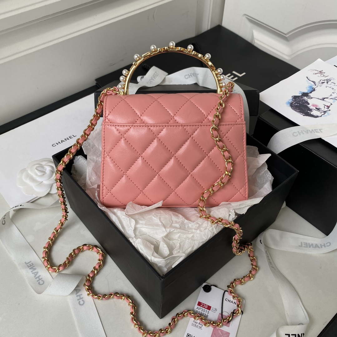 Chanel AP3513 Woc Clutch With Chain lambskin Imitation Pearls Enamel & Gold Pink - Default Title - View 2
