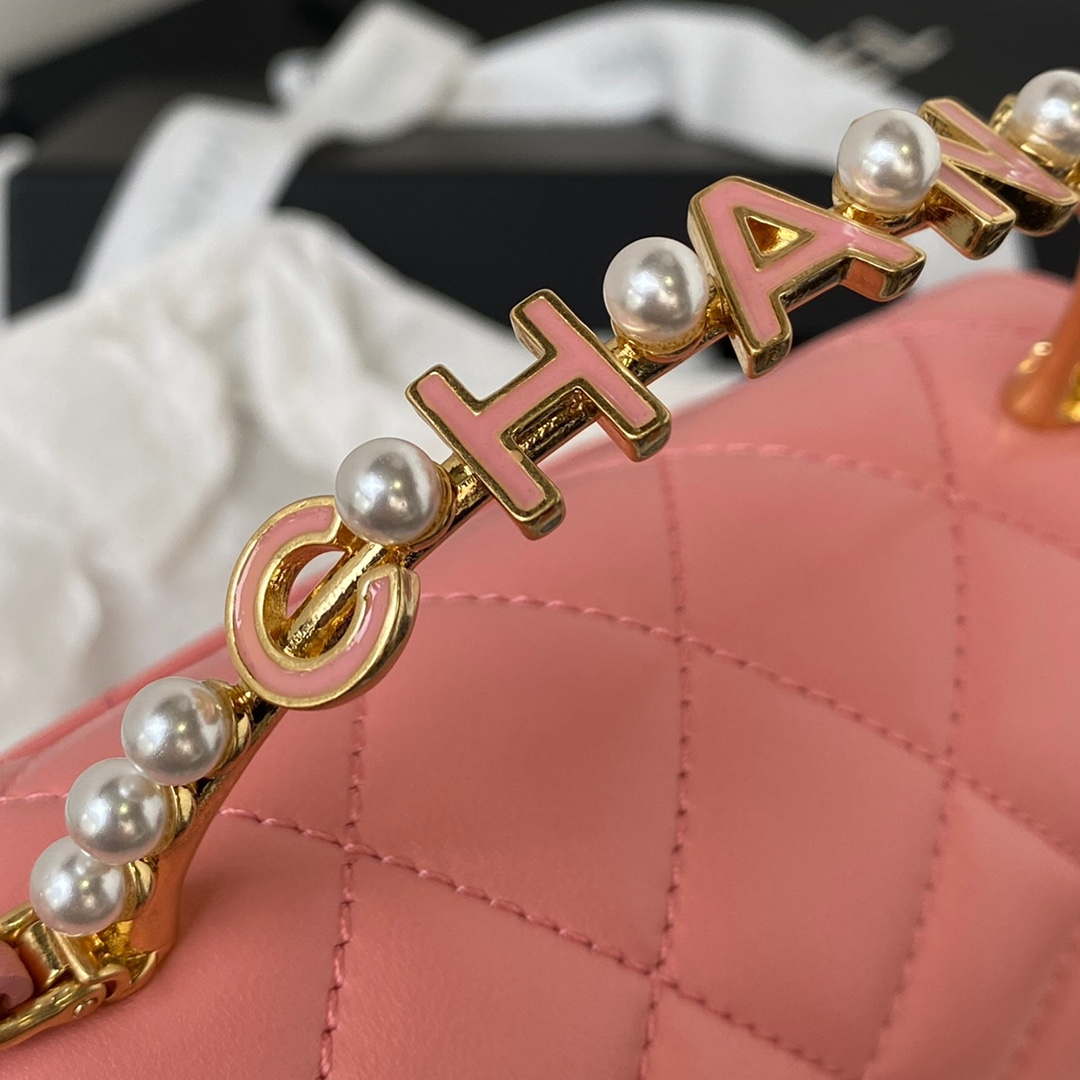 Chanel AP3513 Woc Clutch With Chain lambskin Imitation Pearls Enamel & Gold Pink - Default Title - View 4