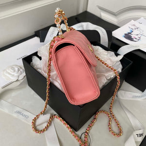 Chanel AP3513 Woc Clutch With Chain lambskin Imitation Pearls Enamel & Gold Pink - Default Title - View 6