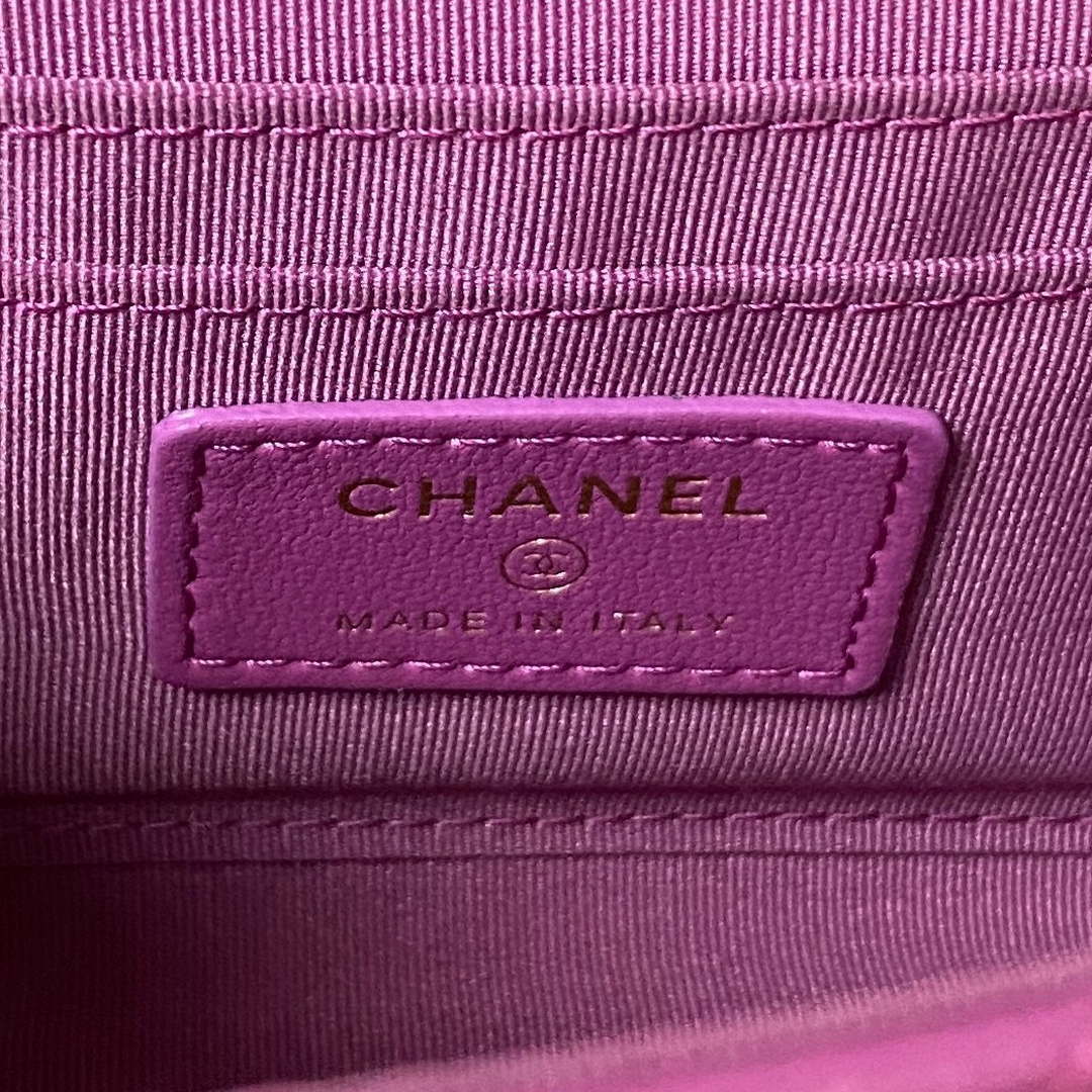 Chanel AP3513 Woc Clutch With Chain lambskin Imitation Pearls Enamel & Gold Purple