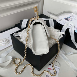 Chanel AP3513 Woc Clutch With Chain lambskin Imitation Pearls Enamel & Gold White - Default Title - View 5