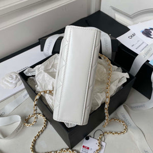 Chanel AP3513 Woc Clutch With Chain lambskin Imitation Pearls Enamel & Gold White - Default Title - View 6
